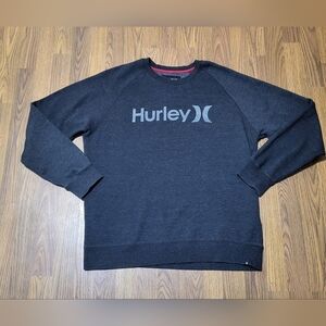 Mens Xl Hurley Long Sleeve Charcoal Grey Spell Out Sweater Pull Over C62